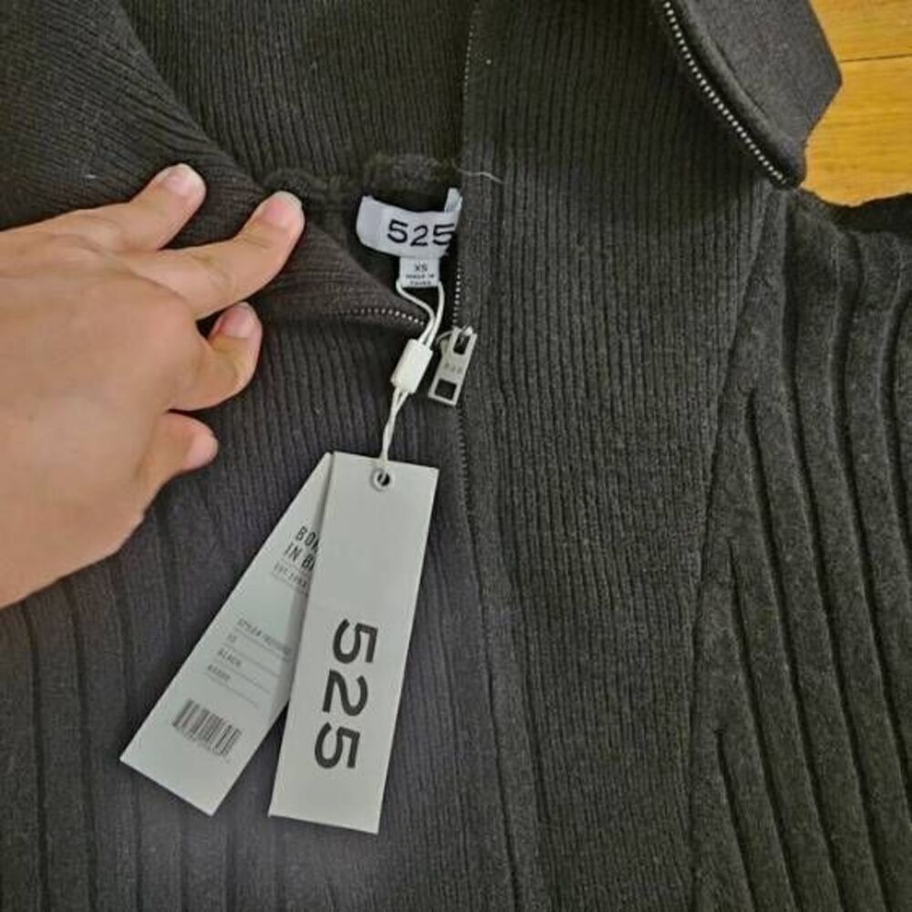 525 America Cable Knit Half Zip Pullover Sweater Black XS - Picture 6 of 7